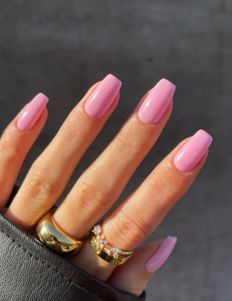 Simple Bubblegum Pink Nails