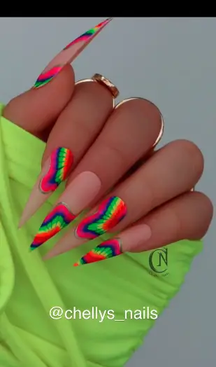 Tie Dye Rainbow Nails
