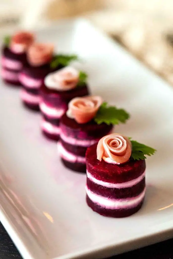Beet Napoleans Proscuitto Roses