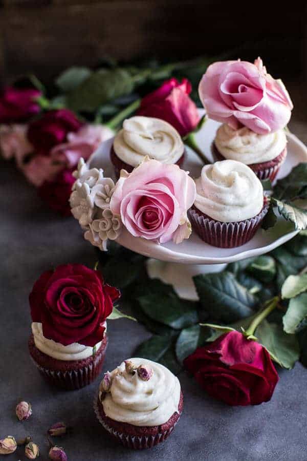 Dark Rose Red Velvet Cupcakes