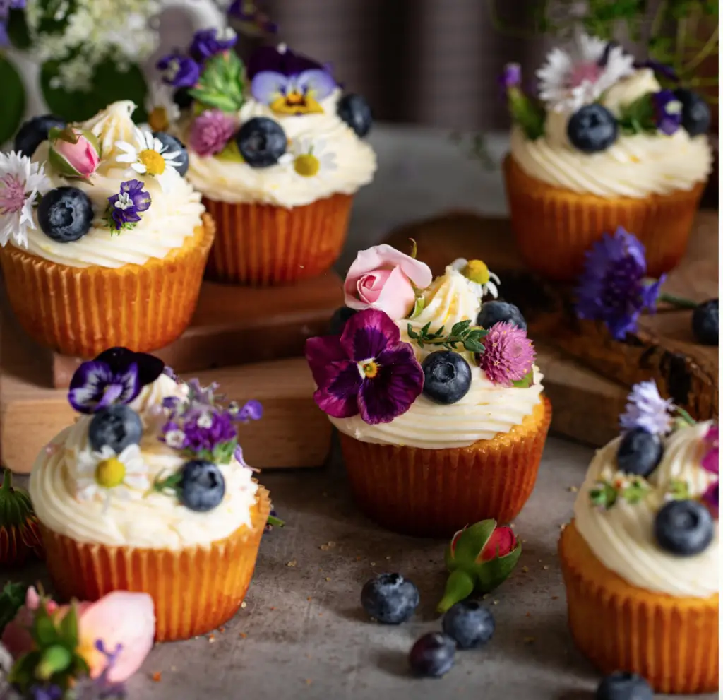 Lemon Blueberry Whipped Filled Cupcakes
