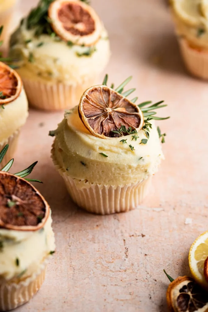 Lemon Thyme Rosemary Cupcakes