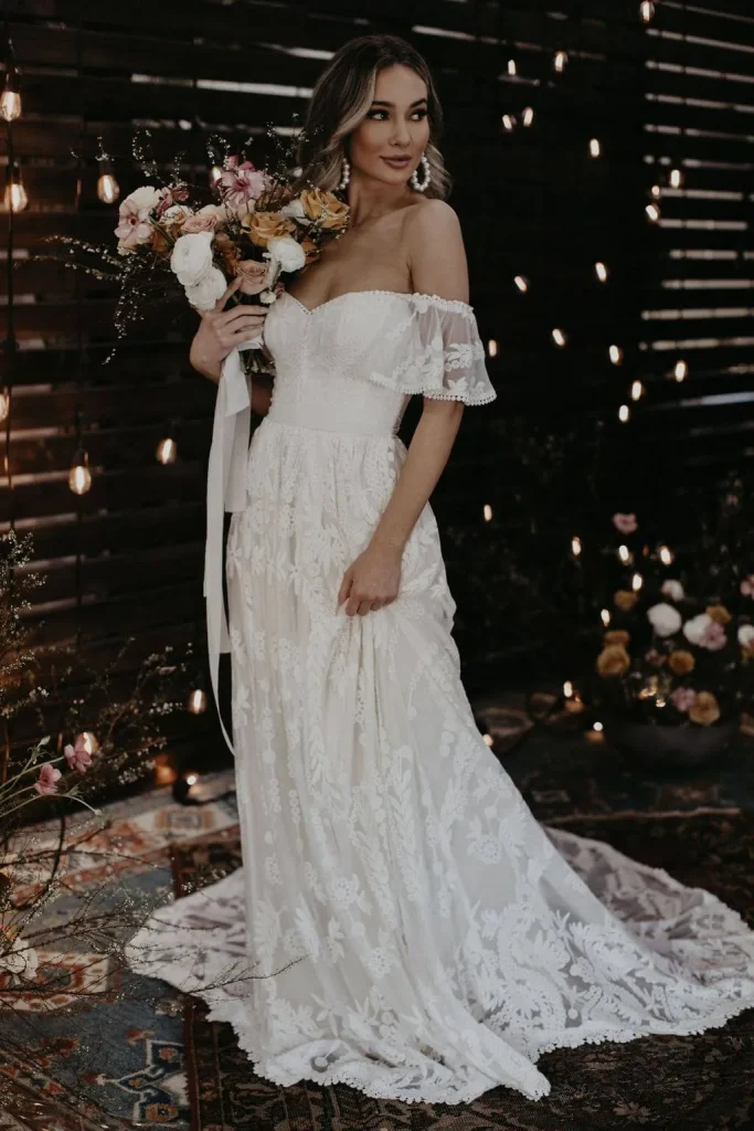 Desiree Off Shoulder ALine Wedding Dress