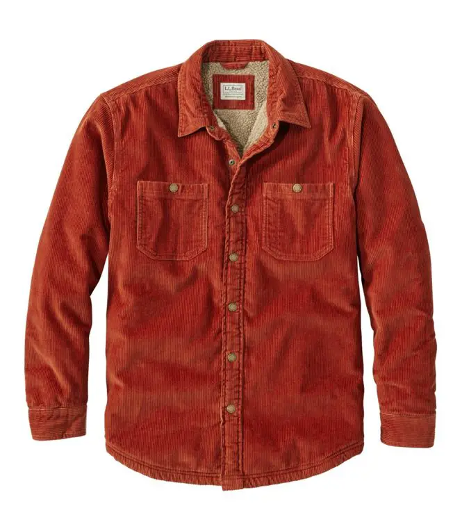 Dark Orange Mens Corduroy Shirt